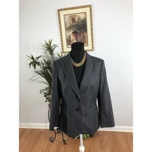 Ann Taylor Women Jacket 6 Long Sleeve Lapel Notch Blazer Gray Clueless Preppy